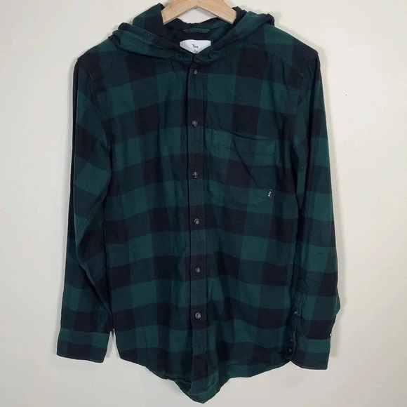 Aritzia Tops - Aritzia Tna Flannel  Green Hooded Shirt